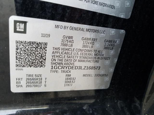 Photo 9 VIN: 1GCRYDED3LZ168573 - CHEVROLET SILVERADO 