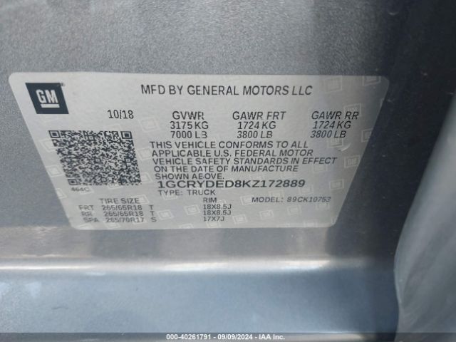 Photo 8 VIN: 1GCRYDED8KZ172889 - CHEVROLET SILVERADO 