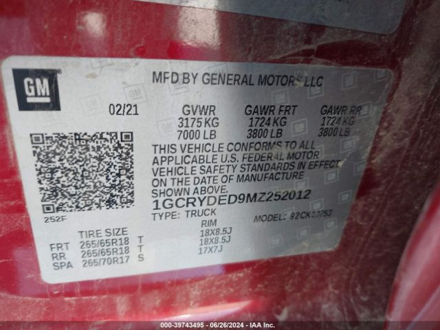 Photo 8 VIN: 1GCRYDED9MZ252012 - CHEVROLET SILVERADO 1500 