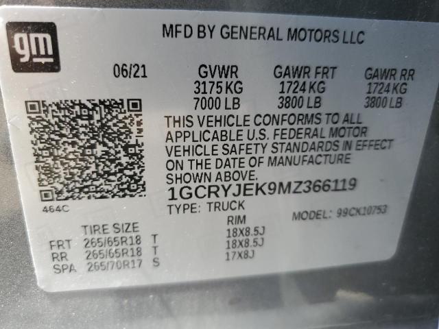 Photo 11 VIN: 1GCRYJEK9MZ366119 - CHEVROLET SILVERADO 