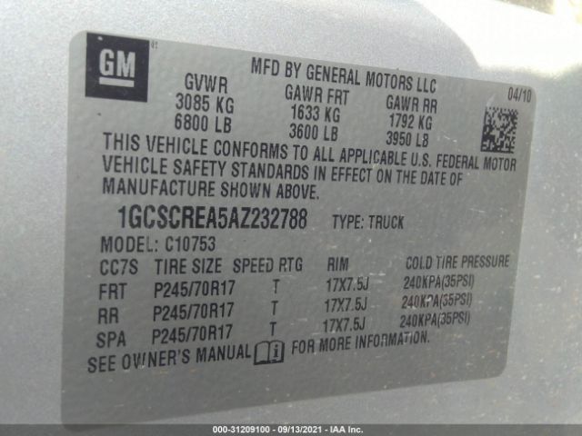 Photo 8 VIN: 1GCSCREA5AZ232788 - CHEVROLET SILVERADO 1500 