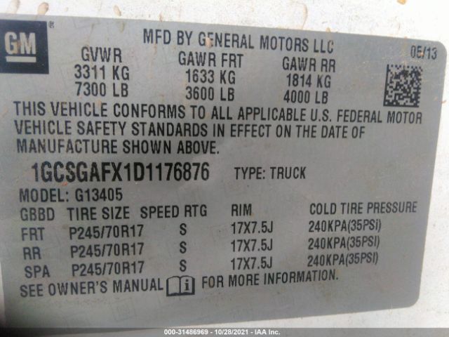 Photo 8 VIN: 1GCSGAFX1D1176876 - CHEVROLET EXPRESS CARGO VAN 