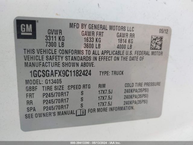 Photo 8 VIN: 1GCSGAFX9C1182424 - CHEVROLET EXPRESS 1500 