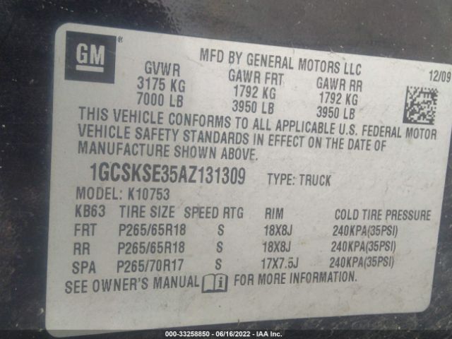 Photo 8 VIN: 1GCSKSE35AZ131309 - CHEVROLET SILVERADO 1500 