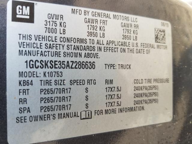 Photo 9 VIN: 1GCSKSE35AZ286636 - CHEVROLET SILVERADO 