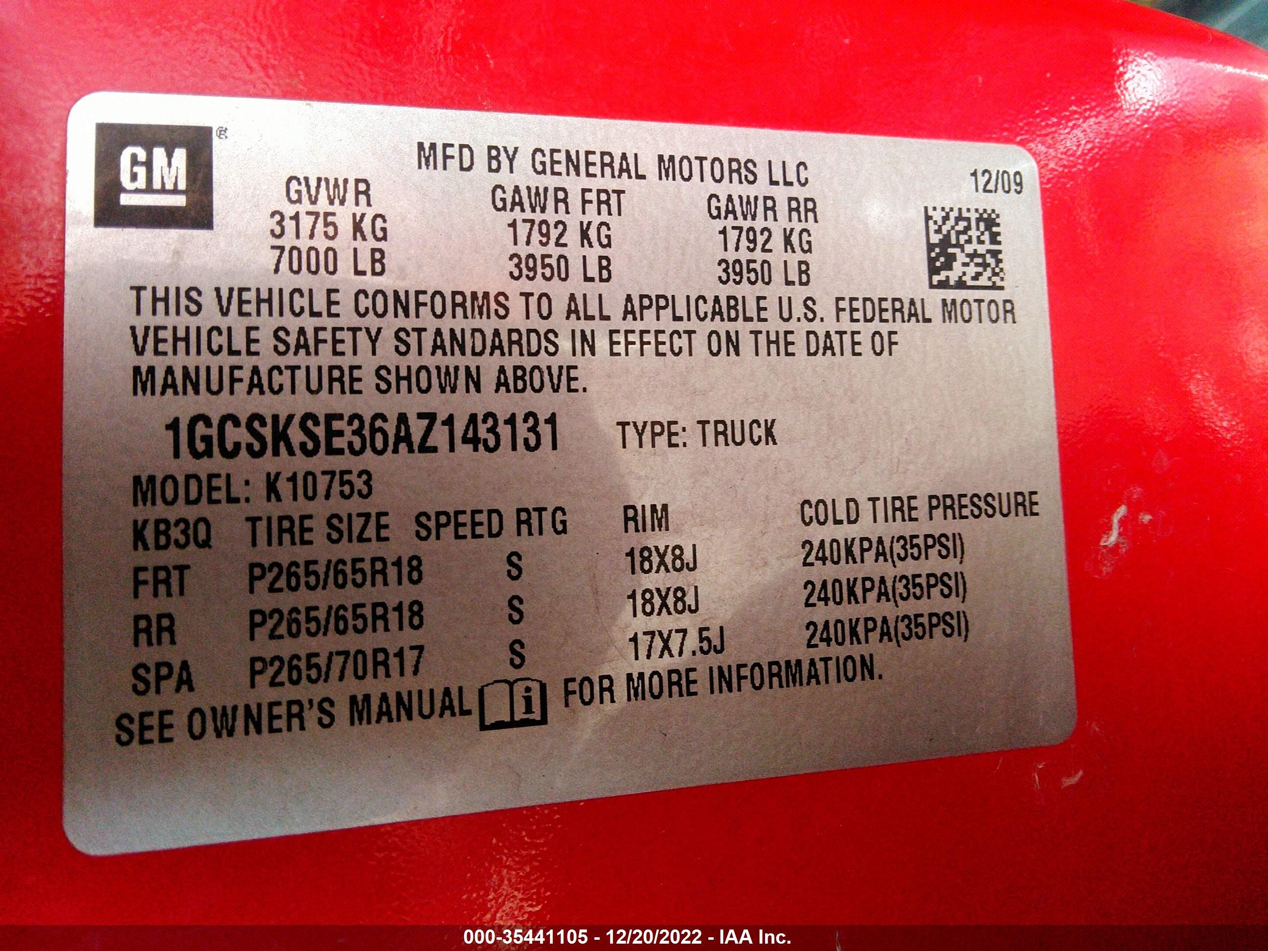 Photo 8 VIN: 1GCSKSE36AZ143131 - CHEVROLET SILVERADO 