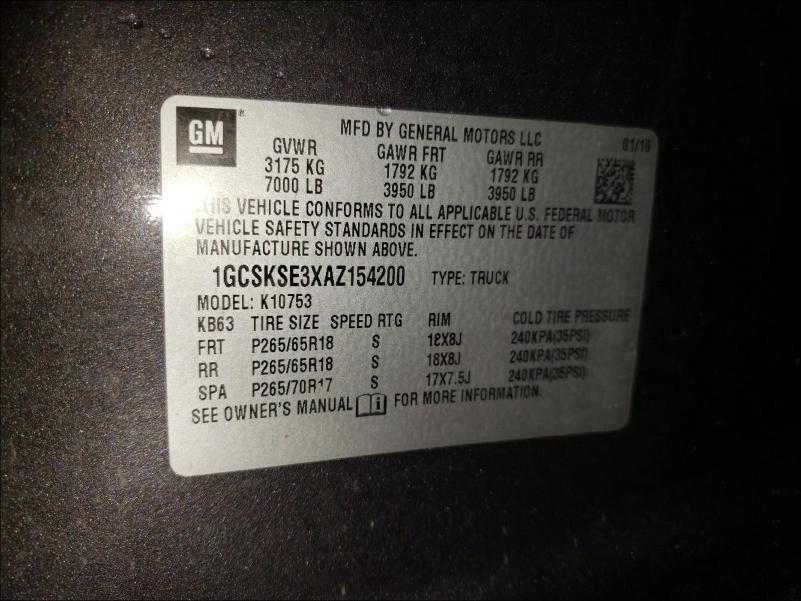 Photo 9 VIN: 1GCSKSE3XAZ154200 - CHEVROLET SILVERADO 