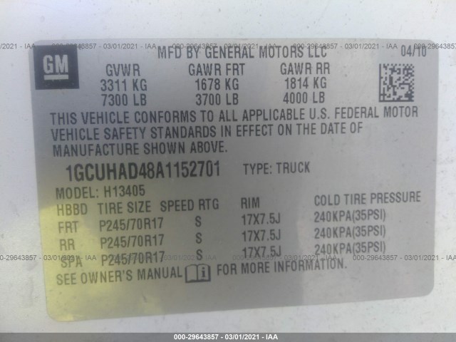 Photo 8 VIN: 1GCUHAD48A1152701 - CHEVROLET EXPRESS CARGO VAN 