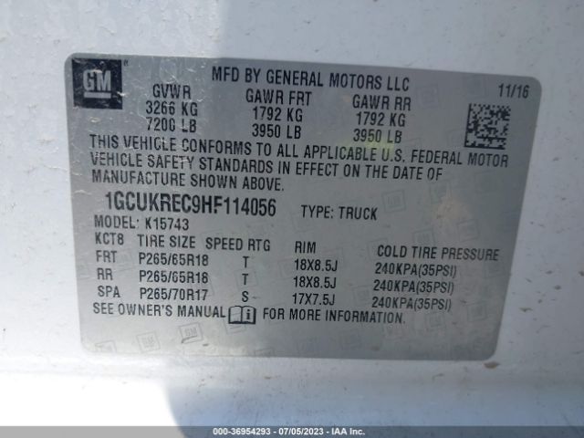 Photo 8 VIN: 1GCUKREC9HF114056 - CHEVROLET SILVERADO 1500 