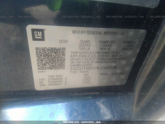 Photo 8 VIN: 1GCUYBEF0LZ162536 - CHEVROLET SILVERADO 1500 