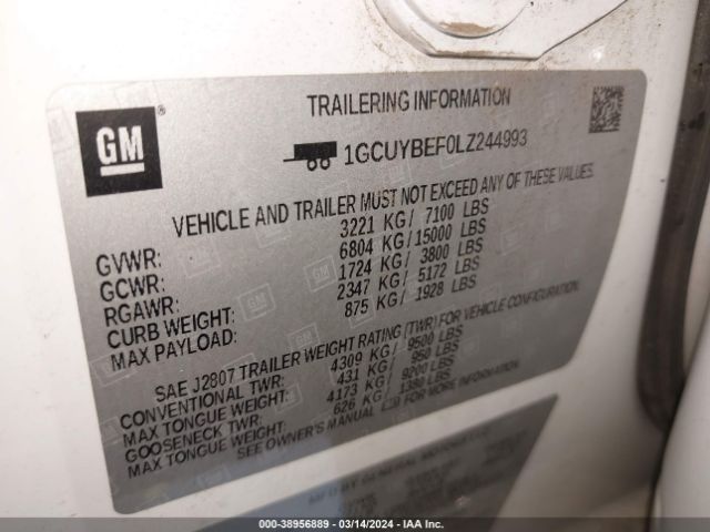 Photo 8 VIN: 1GCUYBEF0LZ244993 - CHEVROLET SILVERADO 1500 