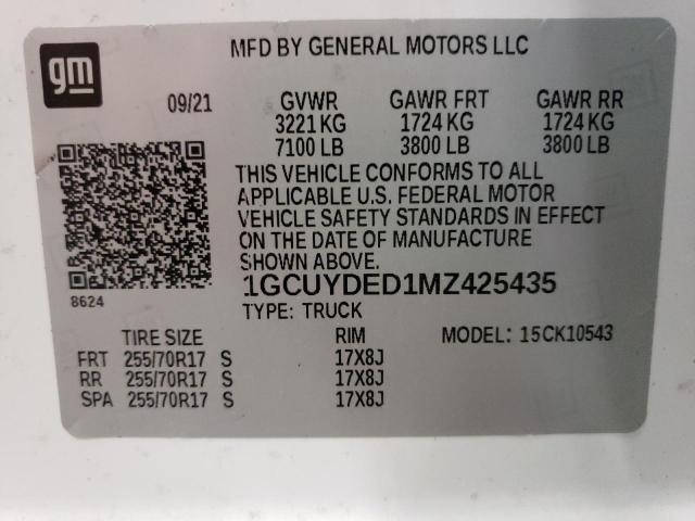 Photo 9 VIN: 1GCUYDED1MZ425435 - CHEVROLET SILVERADO 