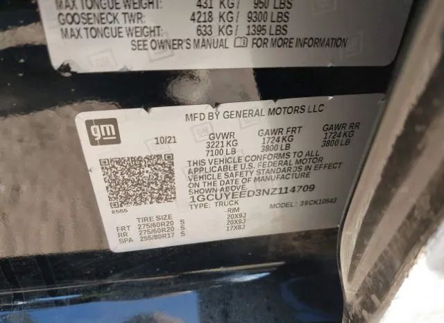 Photo 8 VIN: 1GCUYEED3NZ114709 - CHEVROLET SILVERADO LTD 