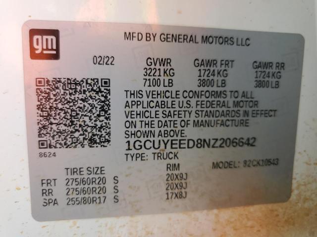 Photo 11 VIN: 1GCUYEED8NZ206642 - CHEVROLET SILVERADO 