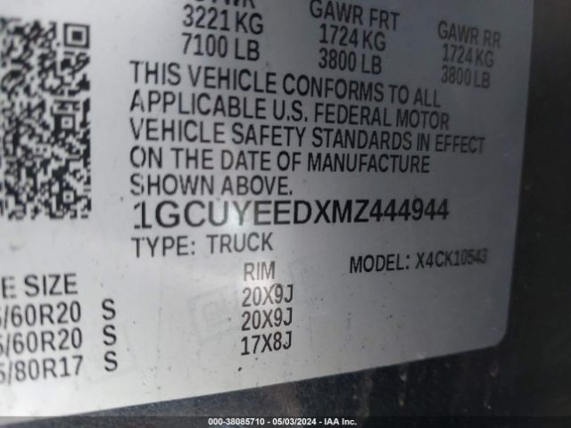 Photo 8 VIN: 1GCUYEEDXMZ444944 - CHEVROLET SILVERADO 1500 