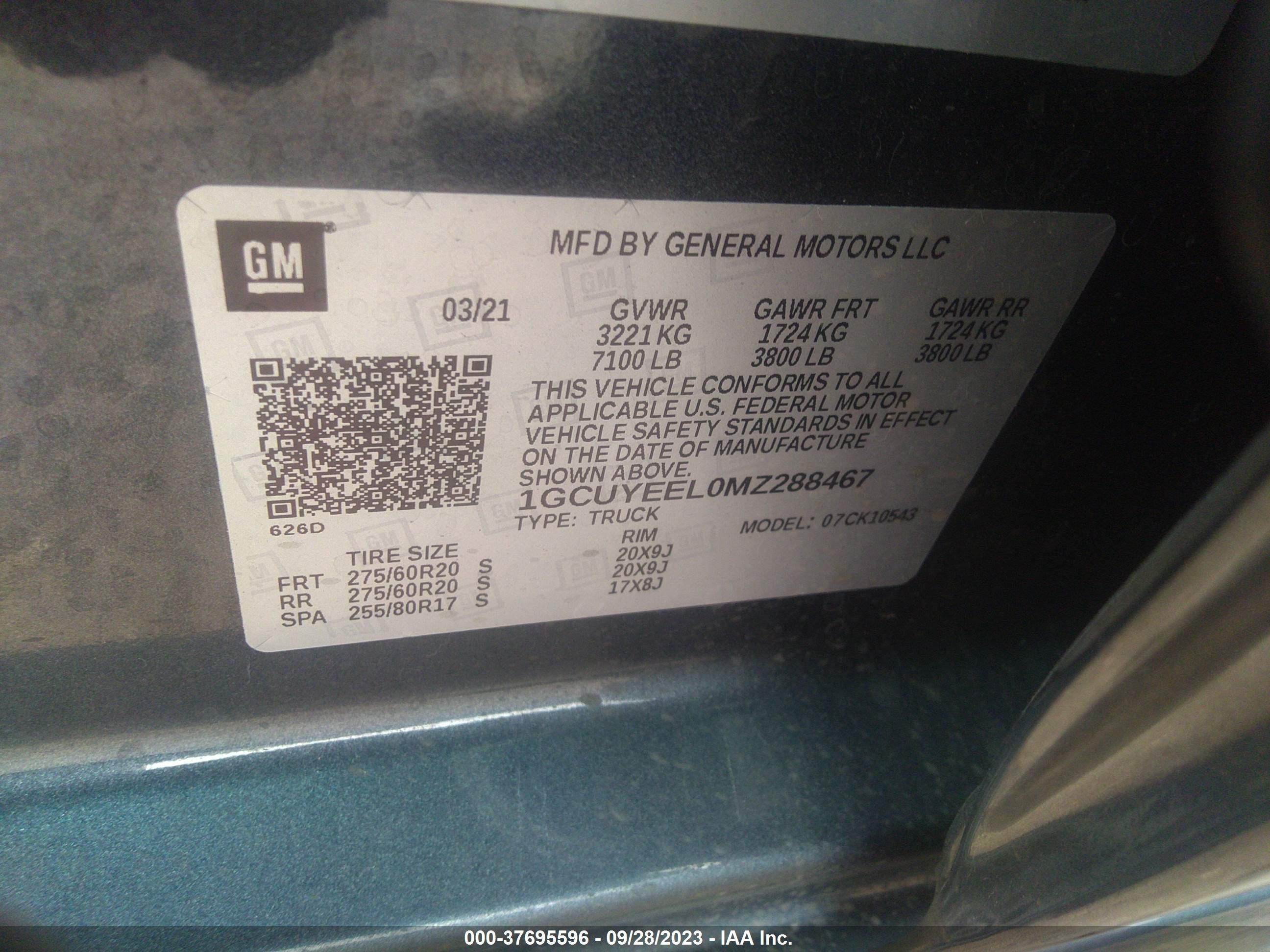 Photo 8 VIN: 1GCUYEEL0MZ288467 - CHEVROLET SILVERADO 