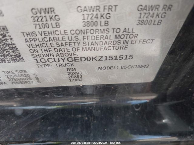 Photo 8 VIN: 1GCUYGED0KZ151515 - CHEVROLET SILVERADO 