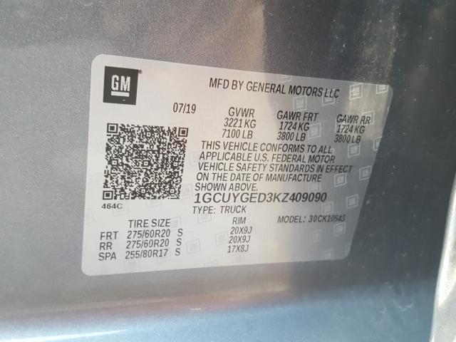 Photo 9 VIN: 1GCUYGED3KZ409090 - CHEVROLET SILVERADO 