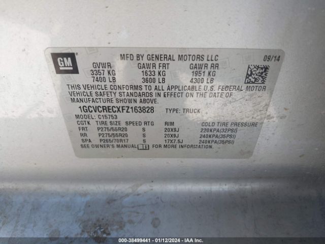 Photo 8 VIN: 1GCVCRECXFZ163828 - CHEVROLET SILVERADO 1500 