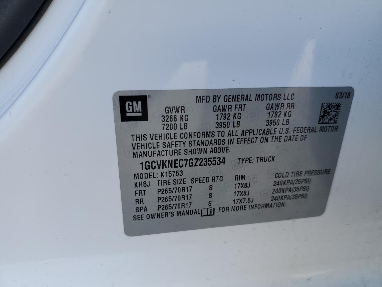 Photo 11 VIN: 1GCVKNEC7GZ235534 - CHEVROLET SILVERADO 