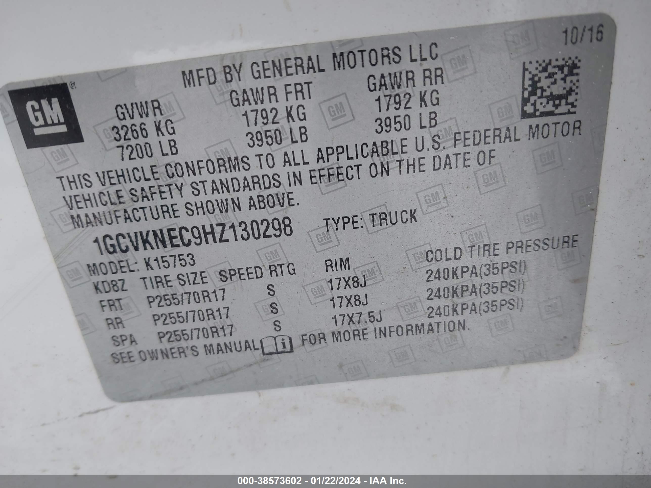 Photo 8 VIN: 1GCVKNEC9HZ130298 - CHEVROLET SILVERADO 