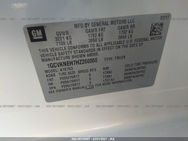 Photo 8 VIN: 1GCVKNEH7HZ260060 - CHEVROLET SILVERADO 1500 