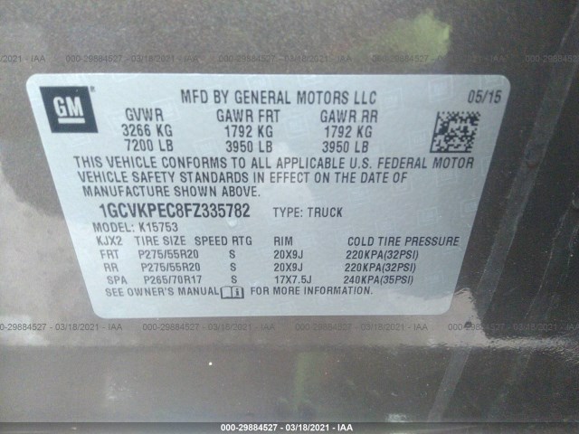 Photo 8 VIN: 1GCVKPEC8FZ335782 - CHEVROLET SILVERADO 1500 