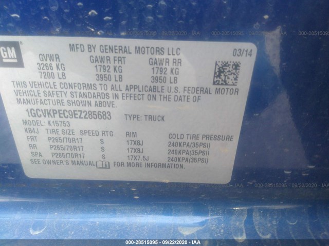 Photo 8 VIN: 1GCVKPEC9EZ285683 - CHEVROLET SILVERADO 