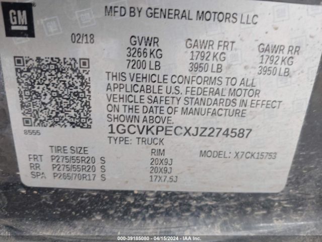 Photo 8 VIN: 1GCVKPECXJZ274587 - CHEVROLET SILVERADO 1500 