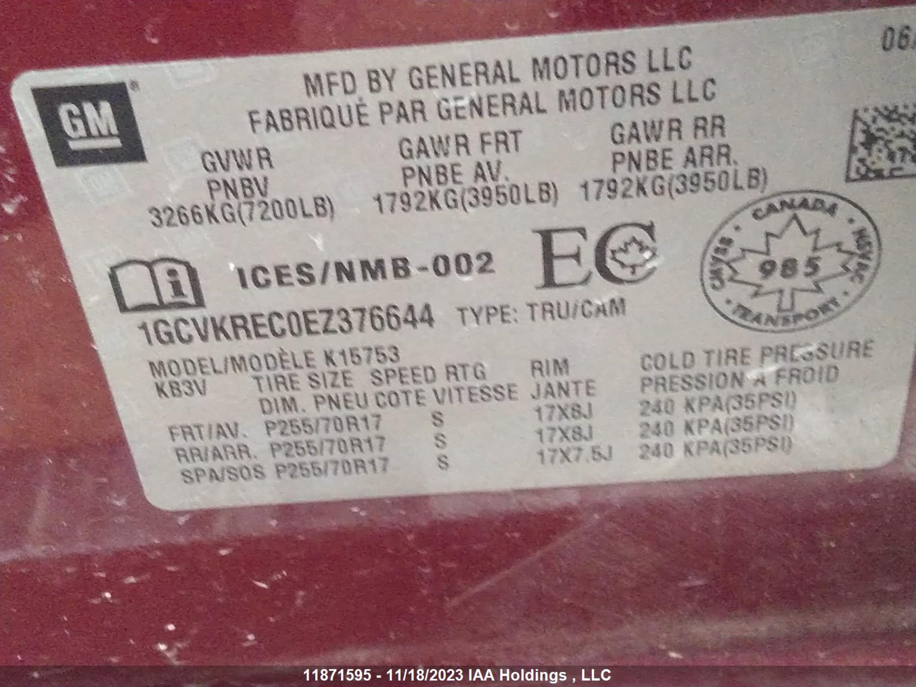 Photo 8 VIN: 1GCVKREC0EZ376644 - CHEVROLET SILVERADO 