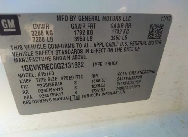 Photo 8 VIN: 1GCVKREC0GZ131832 - CHEVROLET SILVERADO 1500 