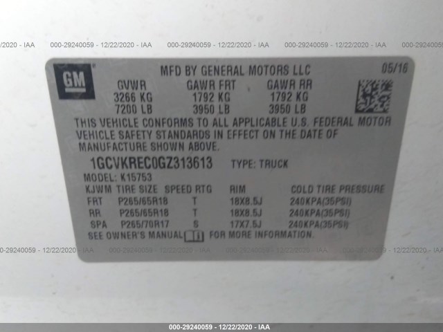 Photo 8 VIN: 1GCVKREC0GZ313613 - CHEVROLET SILVERADO 1500 