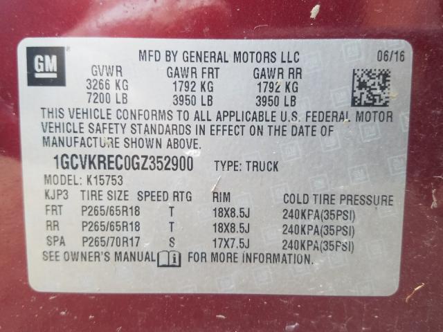 Photo 9 VIN: 1GCVKREC0GZ352900 - CHEVROLET SILVERADO 