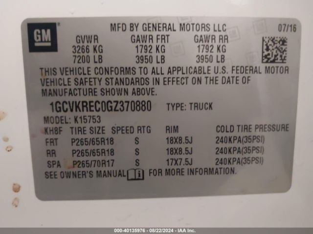 Photo 8 VIN: 1GCVKREC0GZ370880 - CHEVROLET SILVERADO 