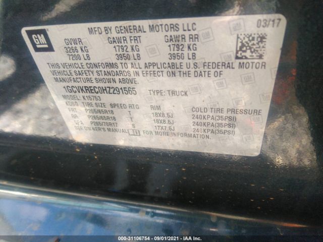 Photo 8 VIN: 1GCVKREC0HZ291565 - CHEVROLET SILVERADO 1500 