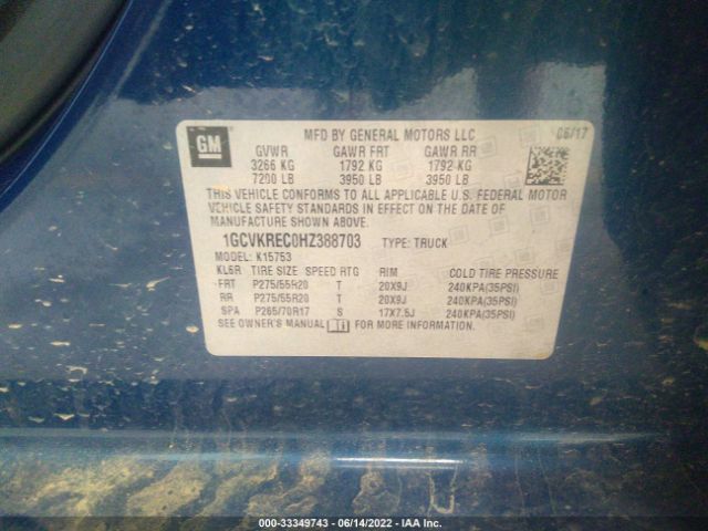 Photo 8 VIN: 1GCVKREC0HZ388703 - CHEVROLET SILVERADO 1500 