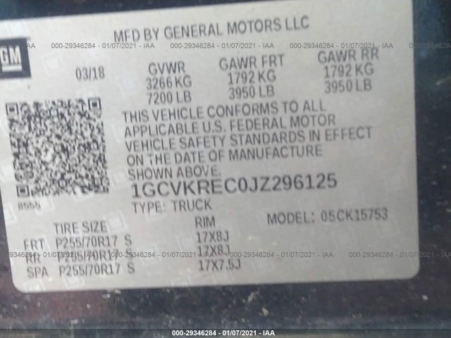 Photo 8 VIN: 1GCVKREC0JZ296125 - CHEVROLET SILVERADO 1500 