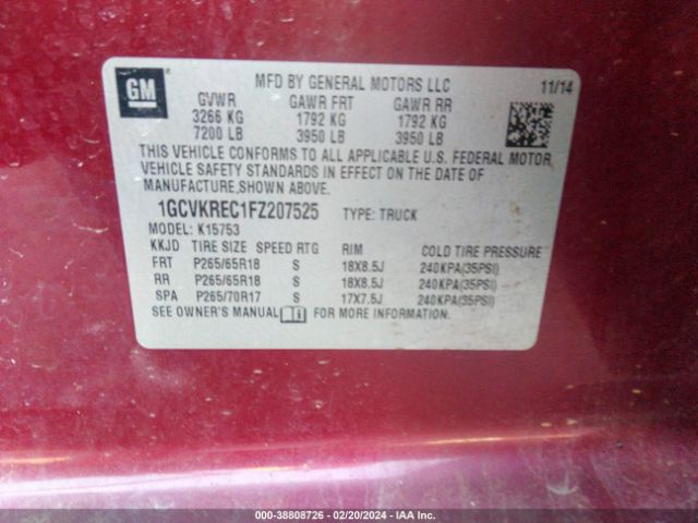 Photo 8 VIN: 1GCVKREC1FZ207525 - CHEVROLET SILVERADO 