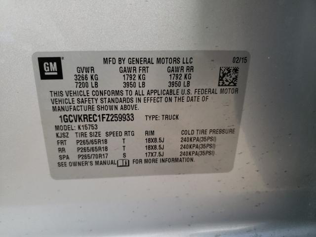 Photo 9 VIN: 1GCVKREC1FZ259933 - CHEVROLET SILVERADO 