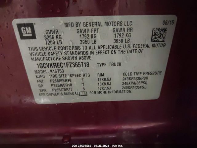 Photo 8 VIN: 1GCVKREC1FZ365718 - CHEVROLET SILVERADO 1500 