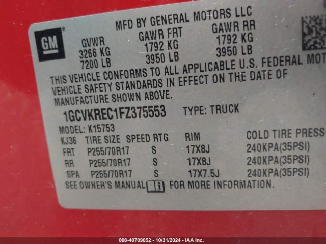 Photo 8 VIN: 1GCVKREC1FZ375553 - CHEVROLET SILVERADO 