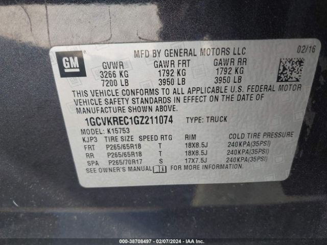 Photo 8 VIN: 1GCVKREC1GZ211074 - CHEVROLET SILVERADO 1500 