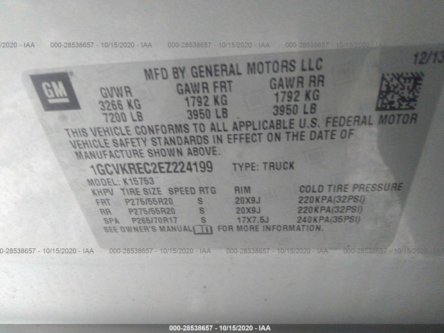 Photo 8 VIN: 1GCVKREC2EZ224199 - CHEVROLET SILVERADO 1500 