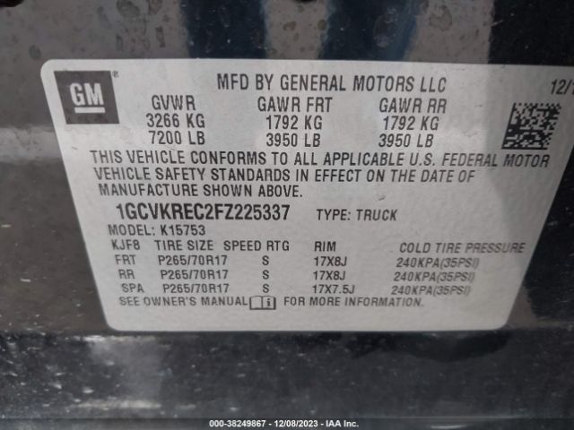 Photo 8 VIN: 1GCVKREC2FZ225337 - CHEVROLET SILVERADO 1500 