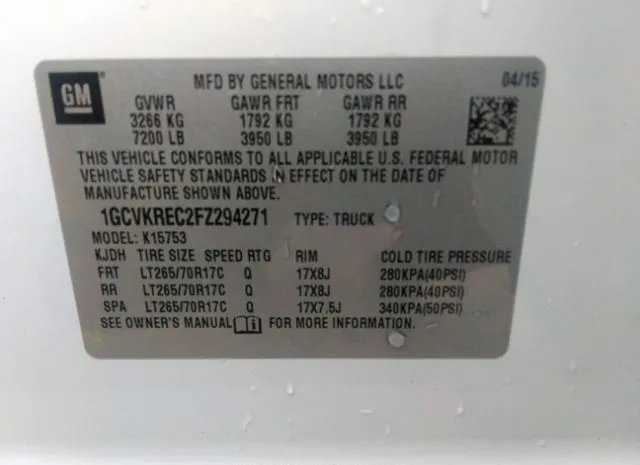 Photo 8 VIN: 1GCVKREC2FZ294271 - CHEVROLET SILVERADO 1500 