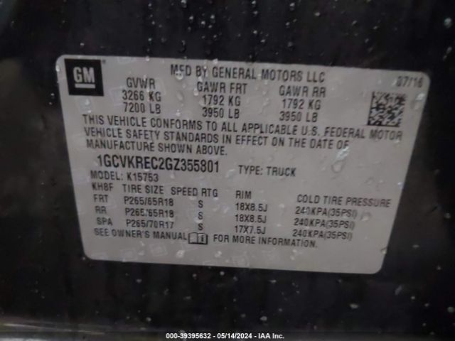 Photo 8 VIN: 1GCVKREC2GZ355801 - CHEVROLET SILVERADO 1500 