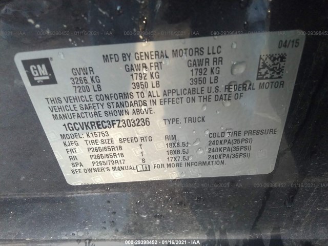 Photo 8 VIN: 1GCVKREC3FZ303236 - CHEVROLET SILVERADO 1500 