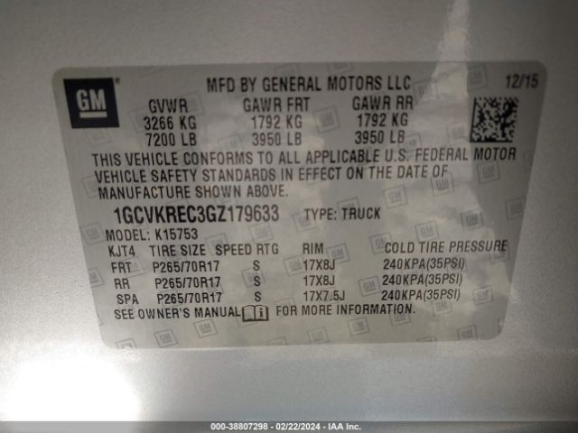 Photo 8 VIN: 1GCVKREC3GZ179633 - CHEVROLET SILVERADO 1500 