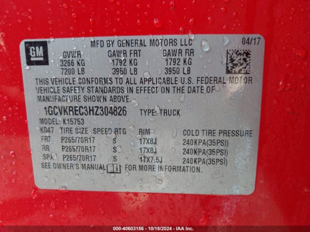 Photo 8 VIN: 1GCVKREC3HZ304826 - CHEVROLET SILVERADO 