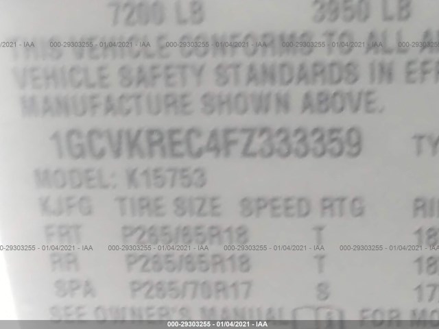 Photo 8 VIN: 1GCVKREC4FZ333359 - CHEVROLET SILVERADO 1500 